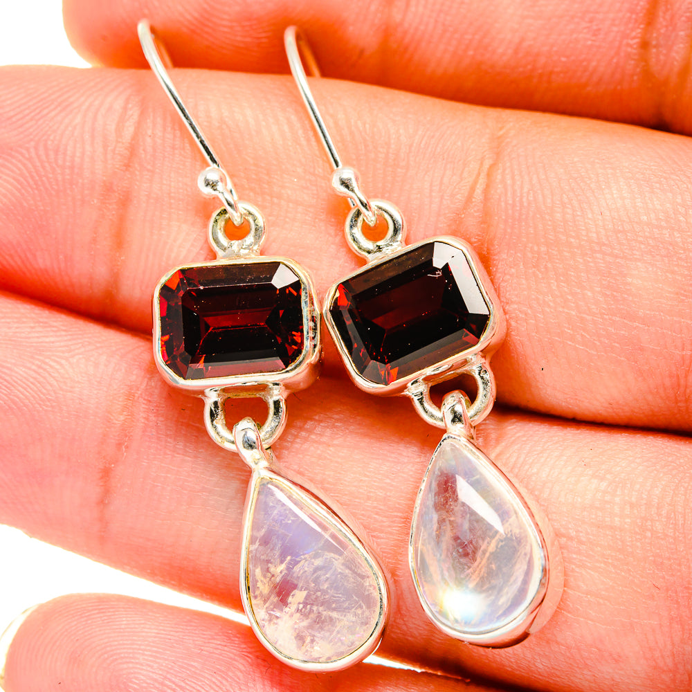Rainbow Moonstone Earrings handcrafted by Anasilvercos - EARR421479