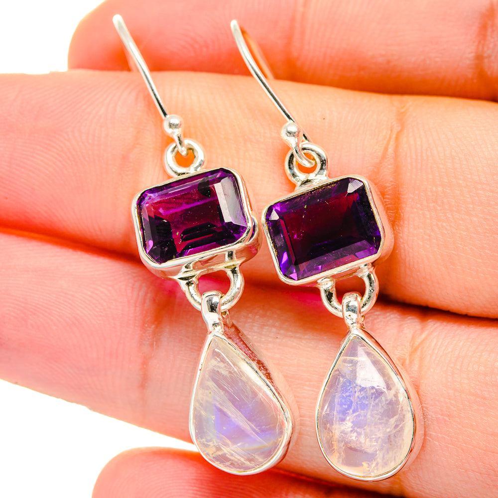 Rainbow Moonstone Earrings handcrafted by Anasilvercos - EARR421504