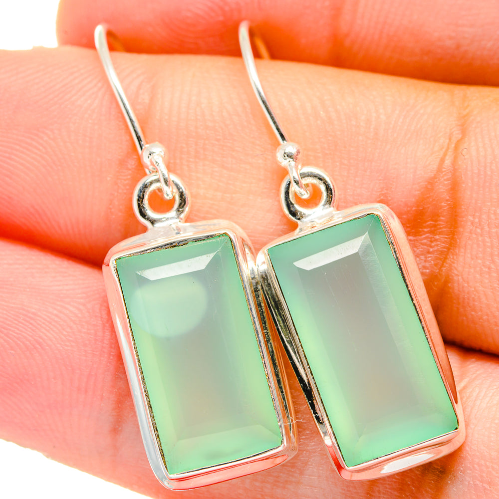 Aqua Chalcedony Earrings handcrafted by Anasilvercos - EARR421506