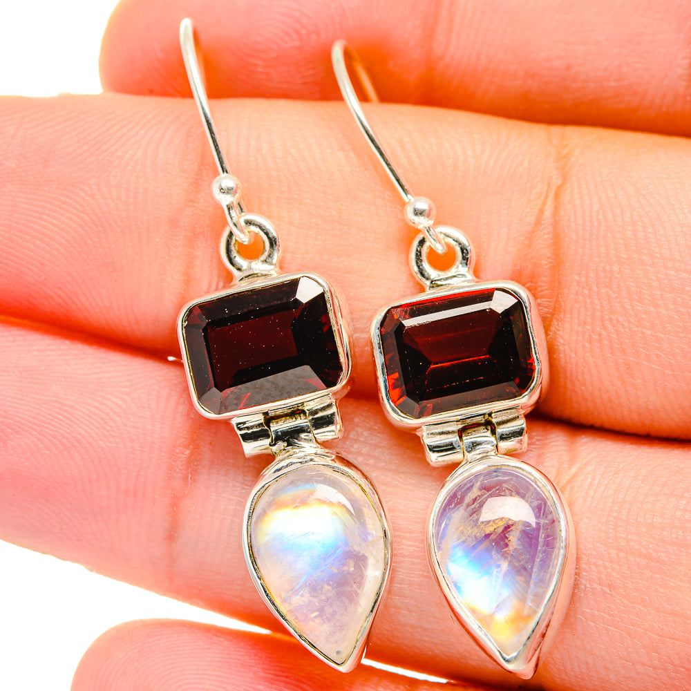 Rainbow Moonstone Earrings handcrafted by Anasilvercos - EARR421508