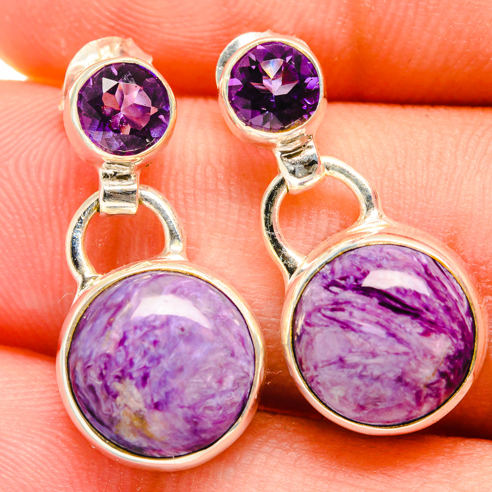 Charoite Earrings handcrafted by Anasilvercos - EARR421517