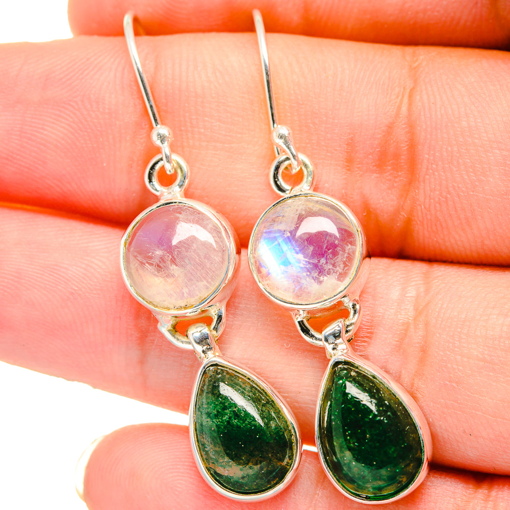 Rainbow Moonstone Earrings handcrafted by Anasilvercos - EARR421522