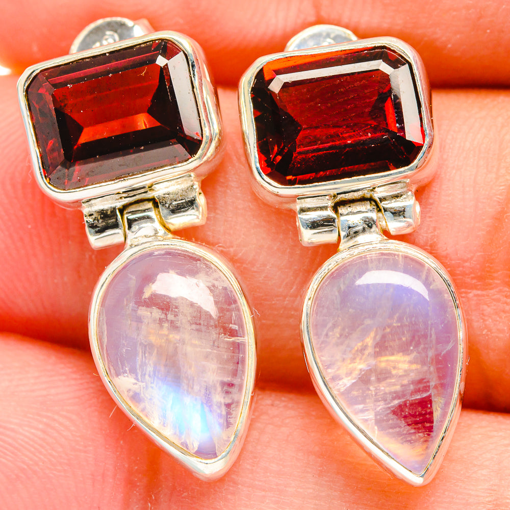 Rainbow Moonstone Earrings handcrafted by Anasilvercos - EARR421528
