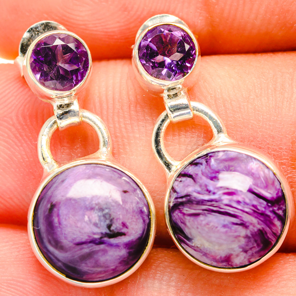 Charoite Earrings handcrafted by Anasilvercos - EARR421547