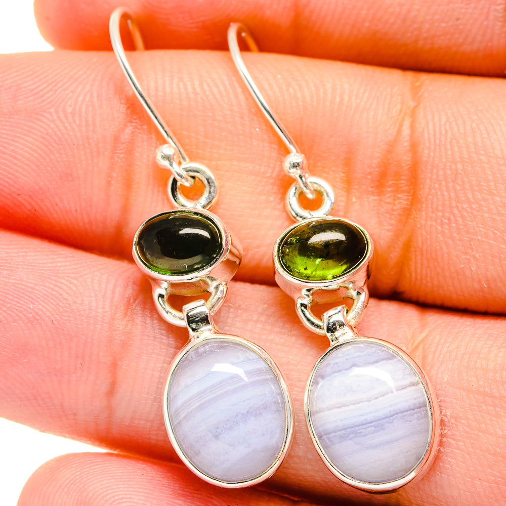 Blue Lace Agate Earrings handcrafted by Anasilvercos - EARR421577