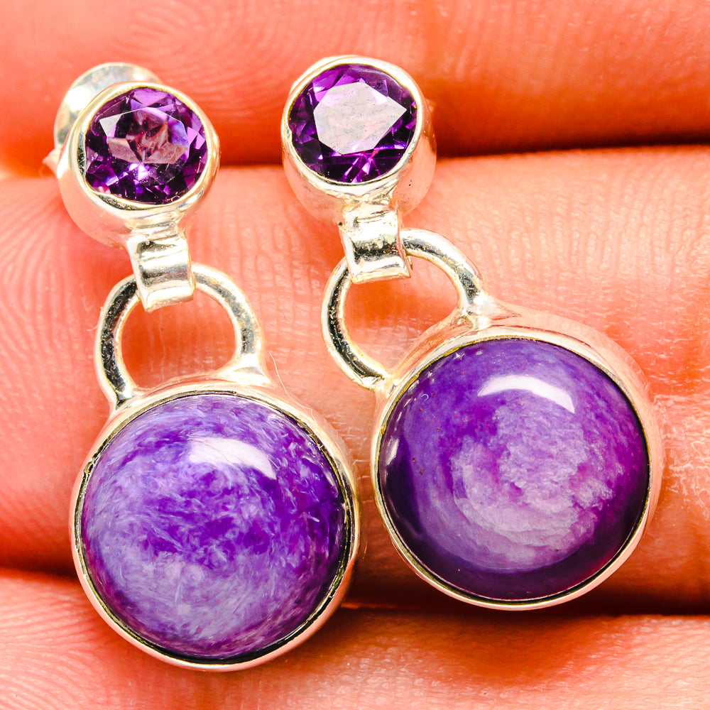 Charoite Earrings handcrafted by Anasilvercos - EARR421580