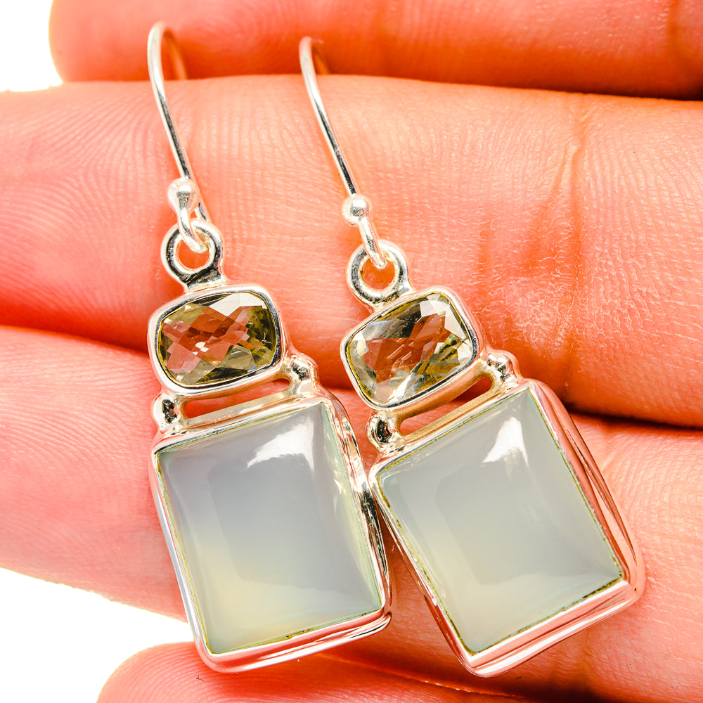 Aqua Chalcedony Earrings handcrafted by Anasilvercos - EARR421586