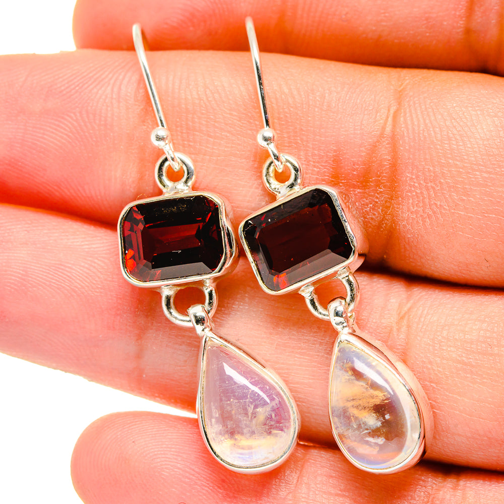 Rainbow Moonstone Earrings handcrafted by Anasilvercos - EARR421593