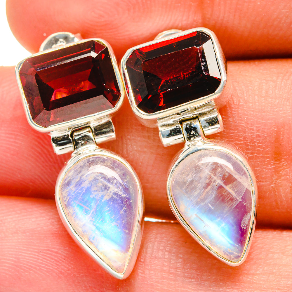 Rainbow Moonstone Earrings handcrafted by Anasilvercos - EARR421613