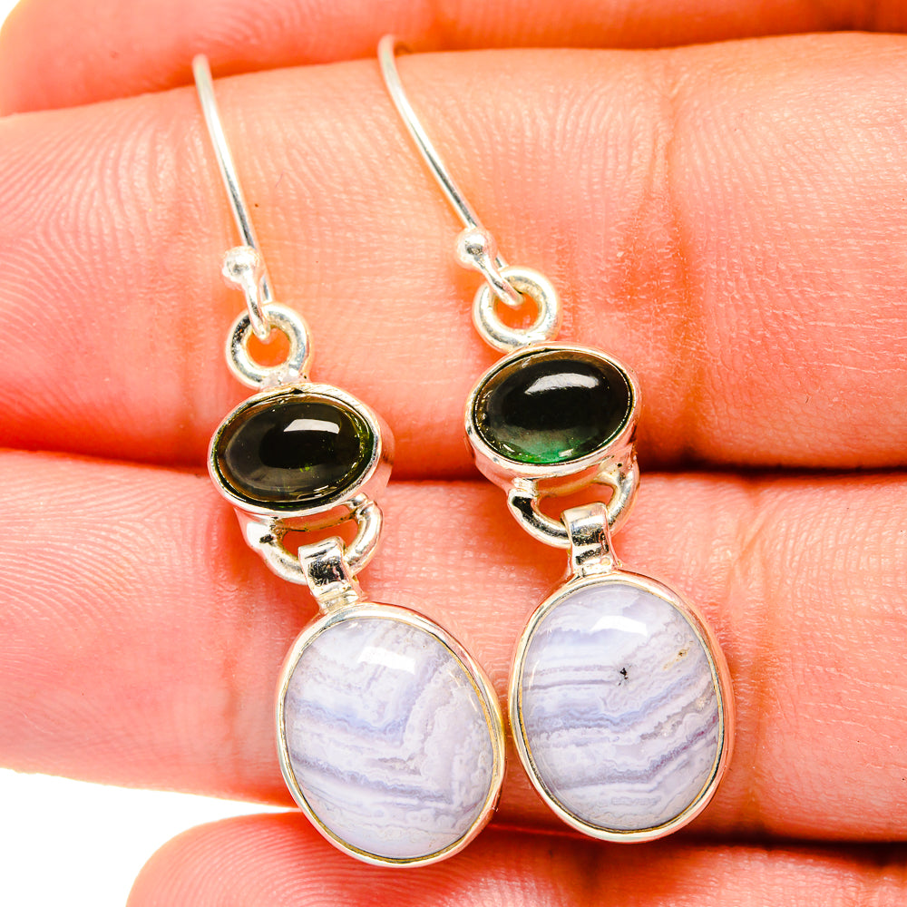 Blue Lace Agate Earrings handcrafted by Anasilvercos - EARR421620