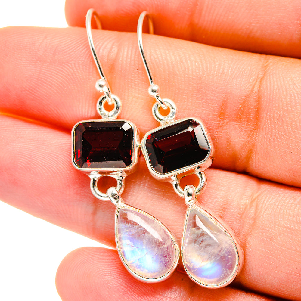 Rainbow Moonstone Earrings handcrafted by Anasilvercos - EARR421622