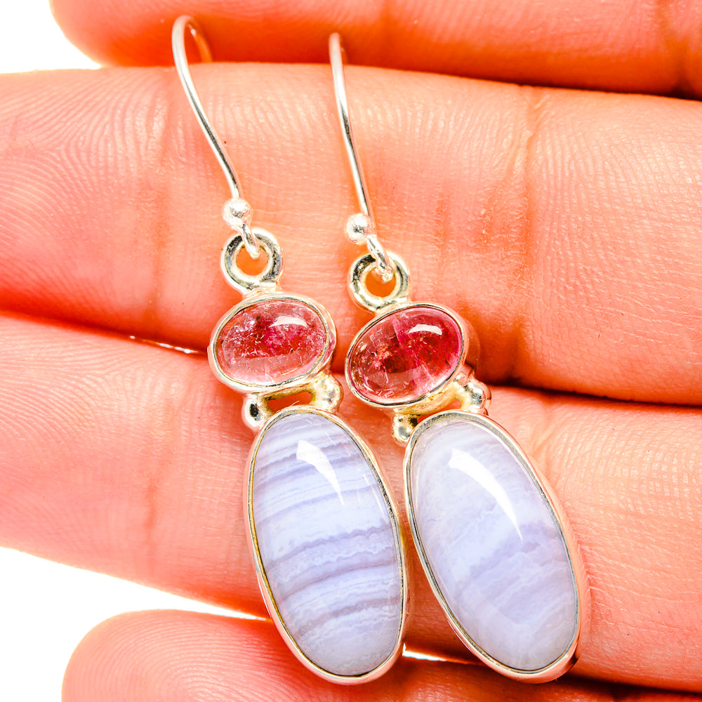 Blue Lace Agate Earrings handcrafted by Anasilvercos - EARR421623