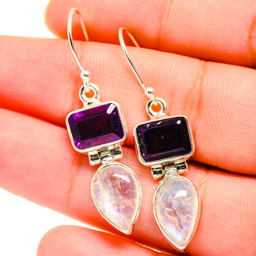 Rainbow Moonstone Earrings handcrafted by Anasilvercos - EARR421645