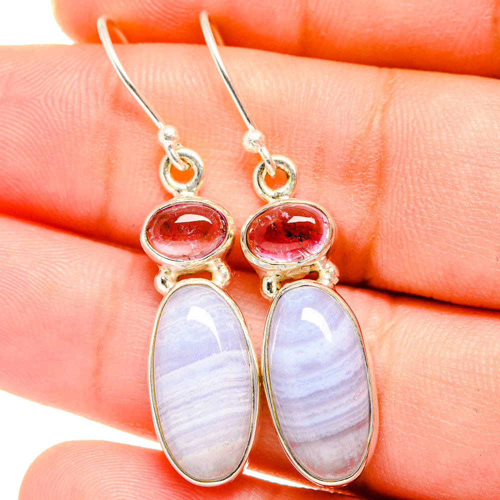 Blue Lace Agate Earrings handcrafted by Anasilvercos - EARR421650