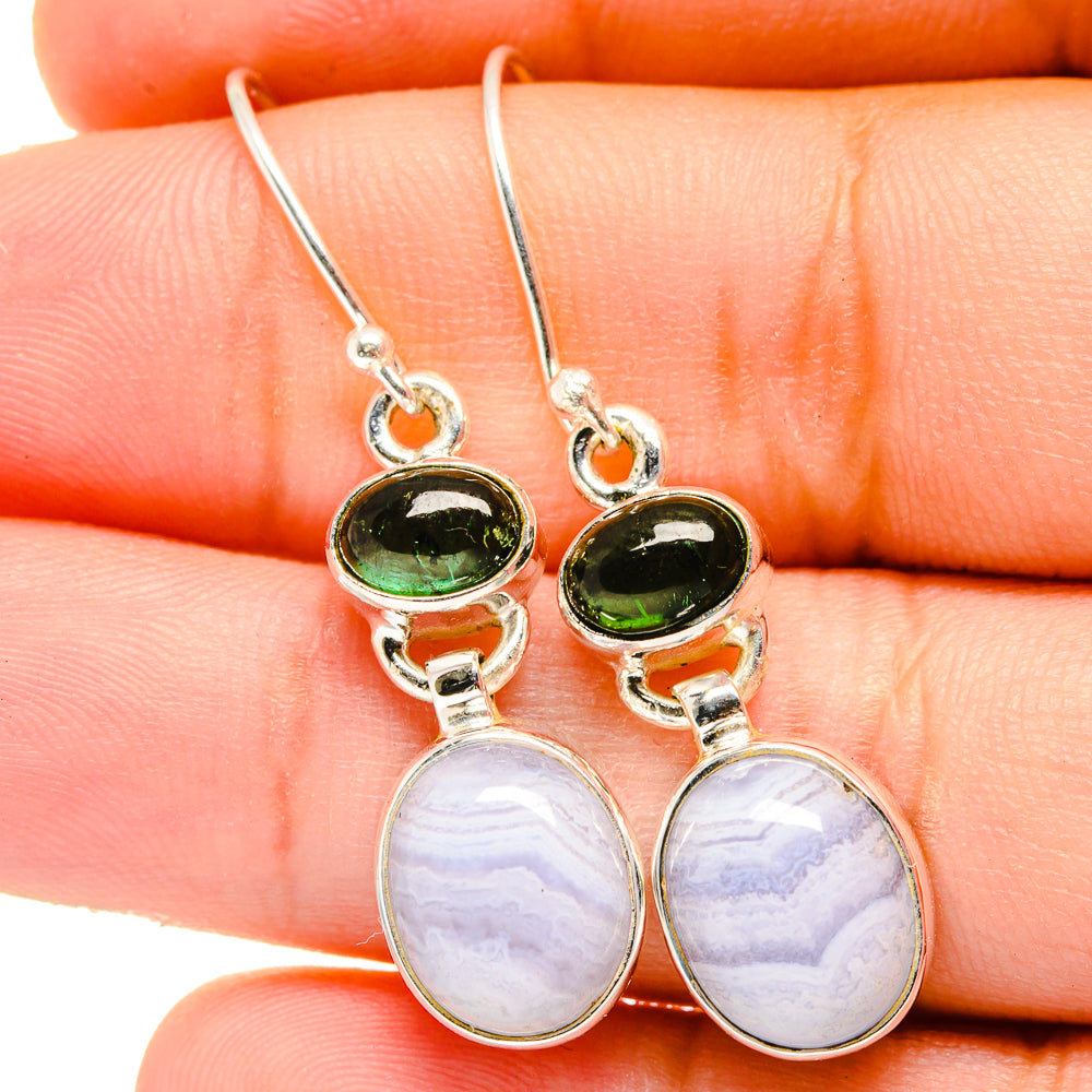 Blue Lace Agate Earrings handcrafted by Anasilvercos - EARR421657