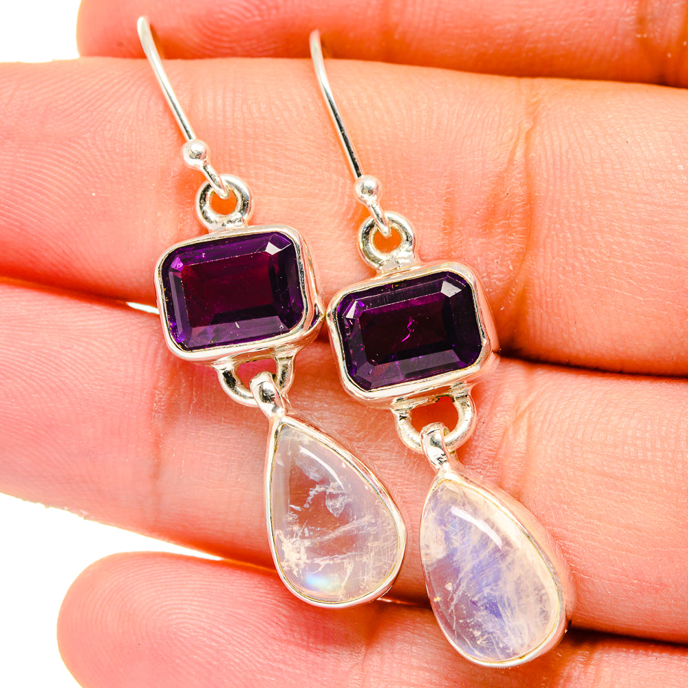 Rainbow Moonstone Earrings handcrafted by Anasilvercos - EARR421683