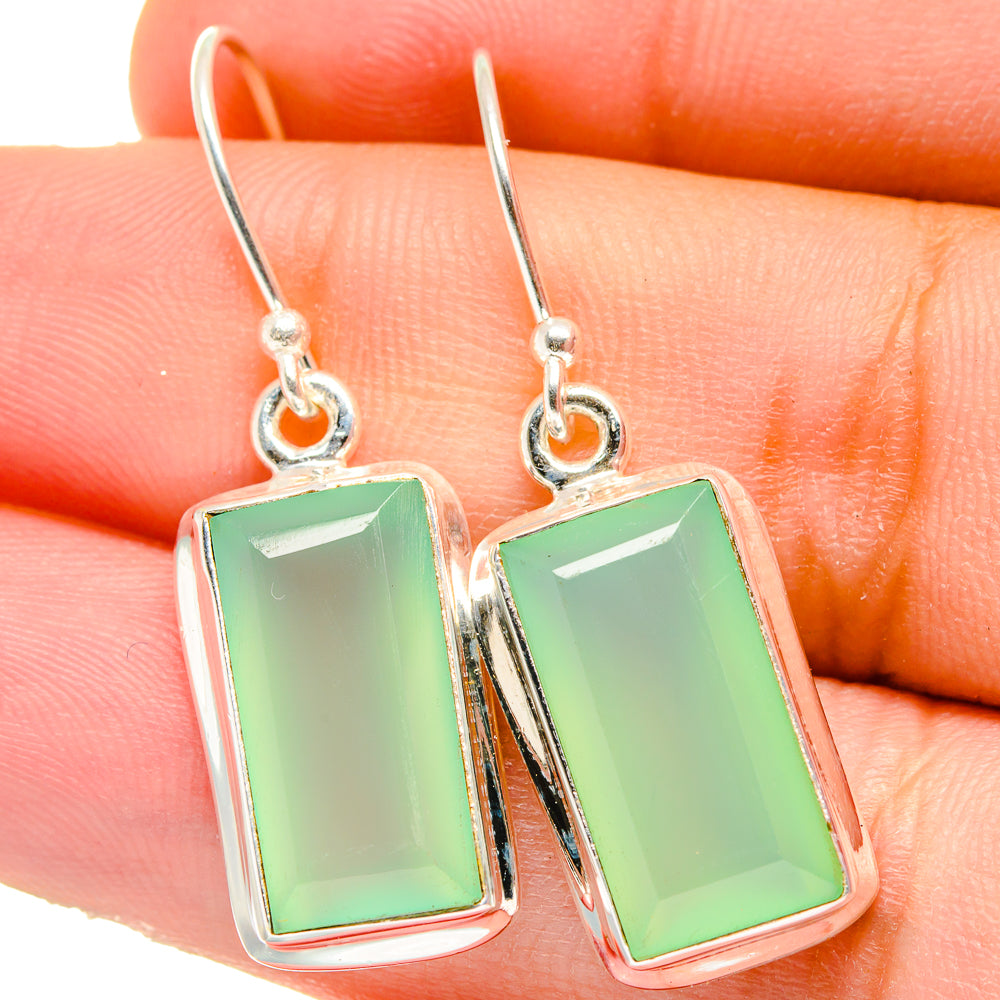 Aqua Chalcedony Earrings handcrafted by Anasilvercos - EARR421685