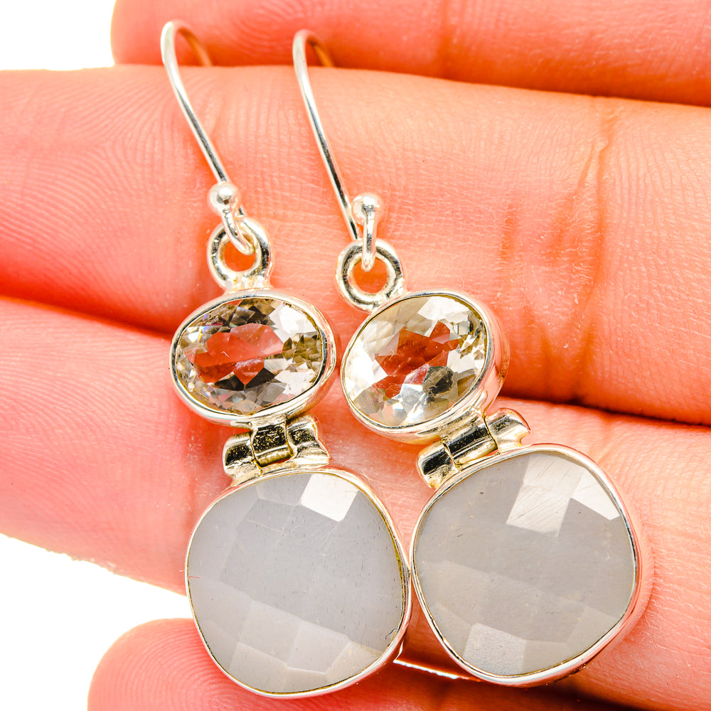Rainbow Moonstone Earrings handcrafted by Anasilvercos - EARR421695