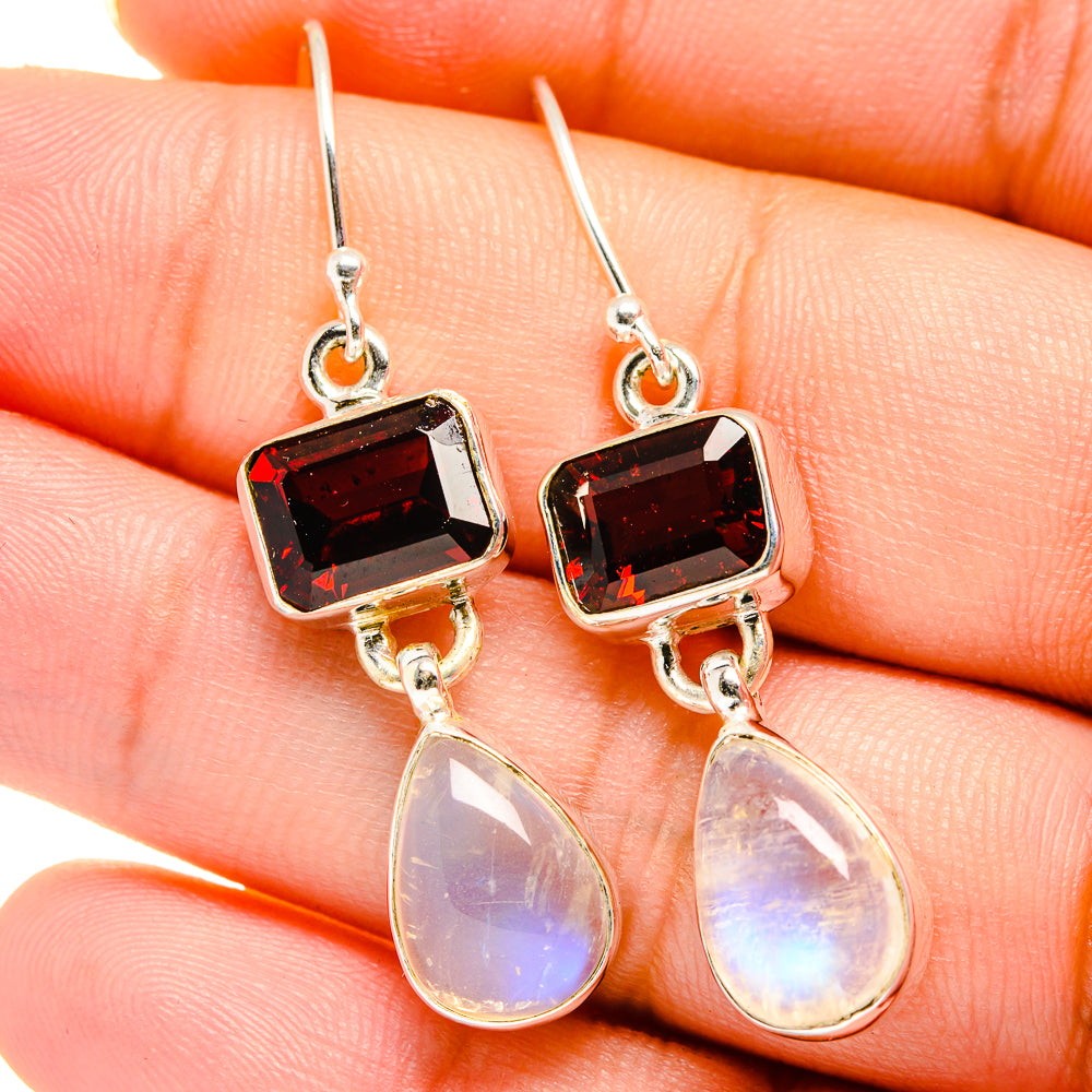 Rainbow Moonstone Earrings handcrafted by Anasilvercos - EARR421704