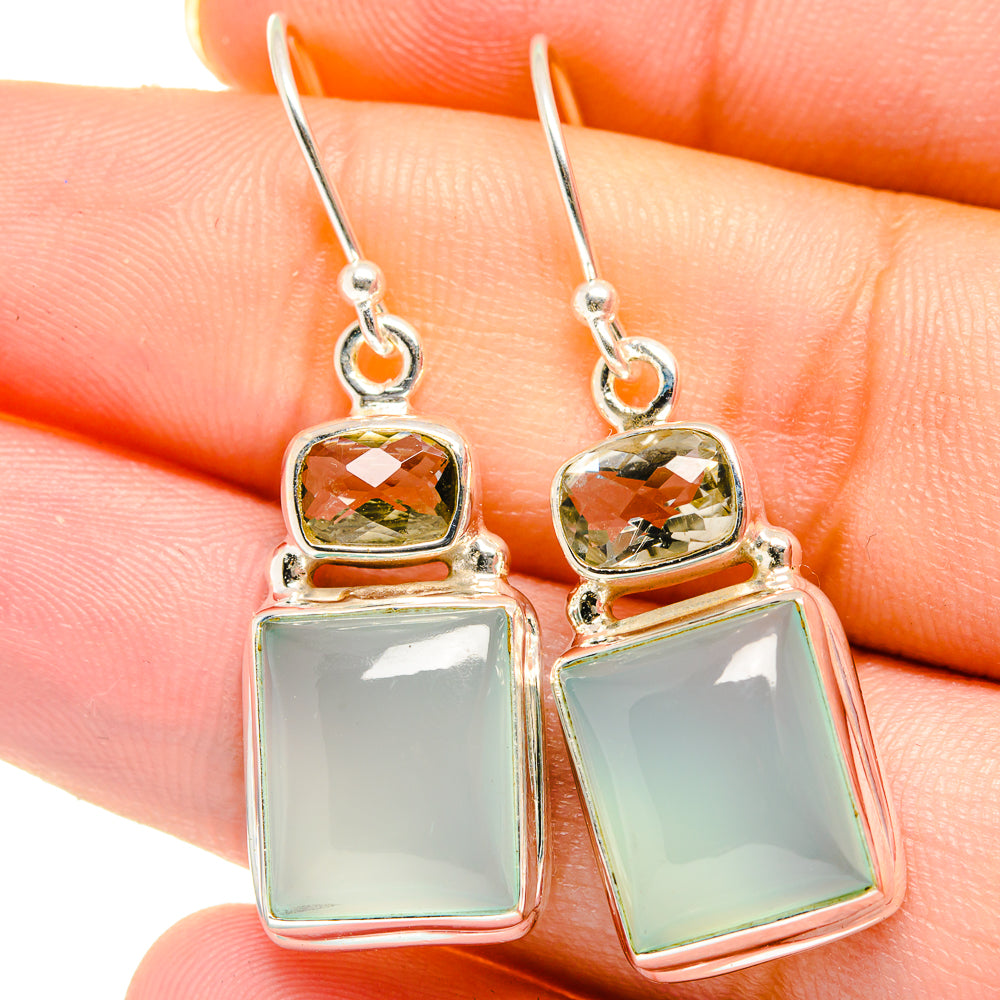 Aqua Chalcedony Earrings handcrafted by Anasilvercos - EARR421714