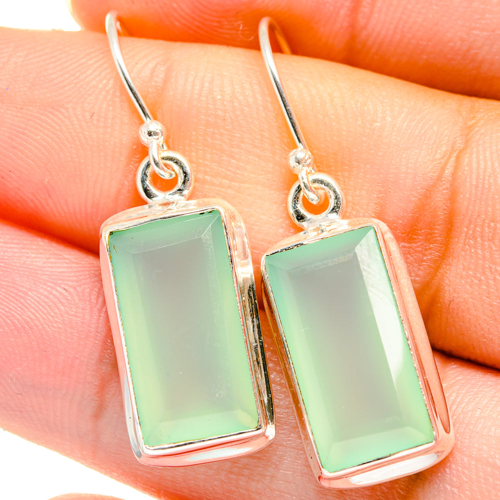 Aqua Chalcedony Earrings handcrafted by Anasilvercos - EARR421715