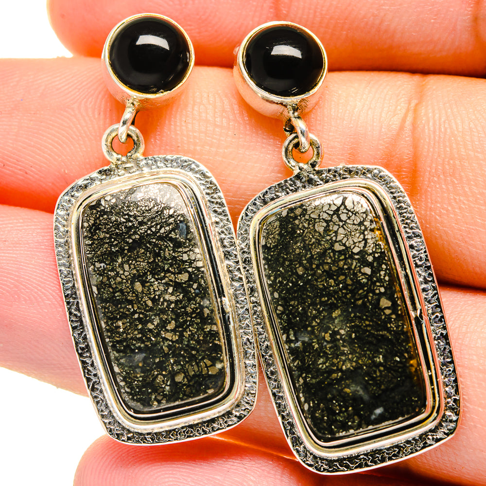 Pyrite Agate Earrings handcrafted by Anasilvercos - EARR421717