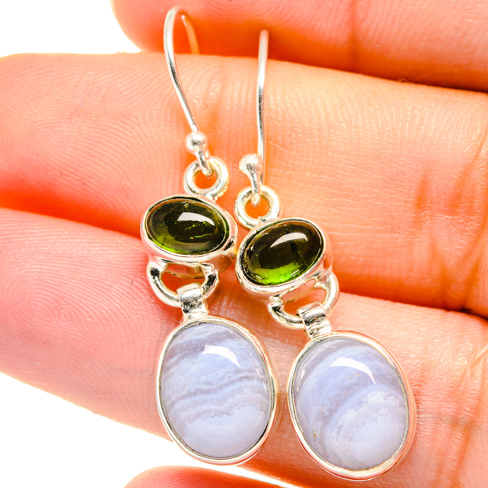 Blue Lace Agate Earrings handcrafted by Anasilvercos - EARR421719