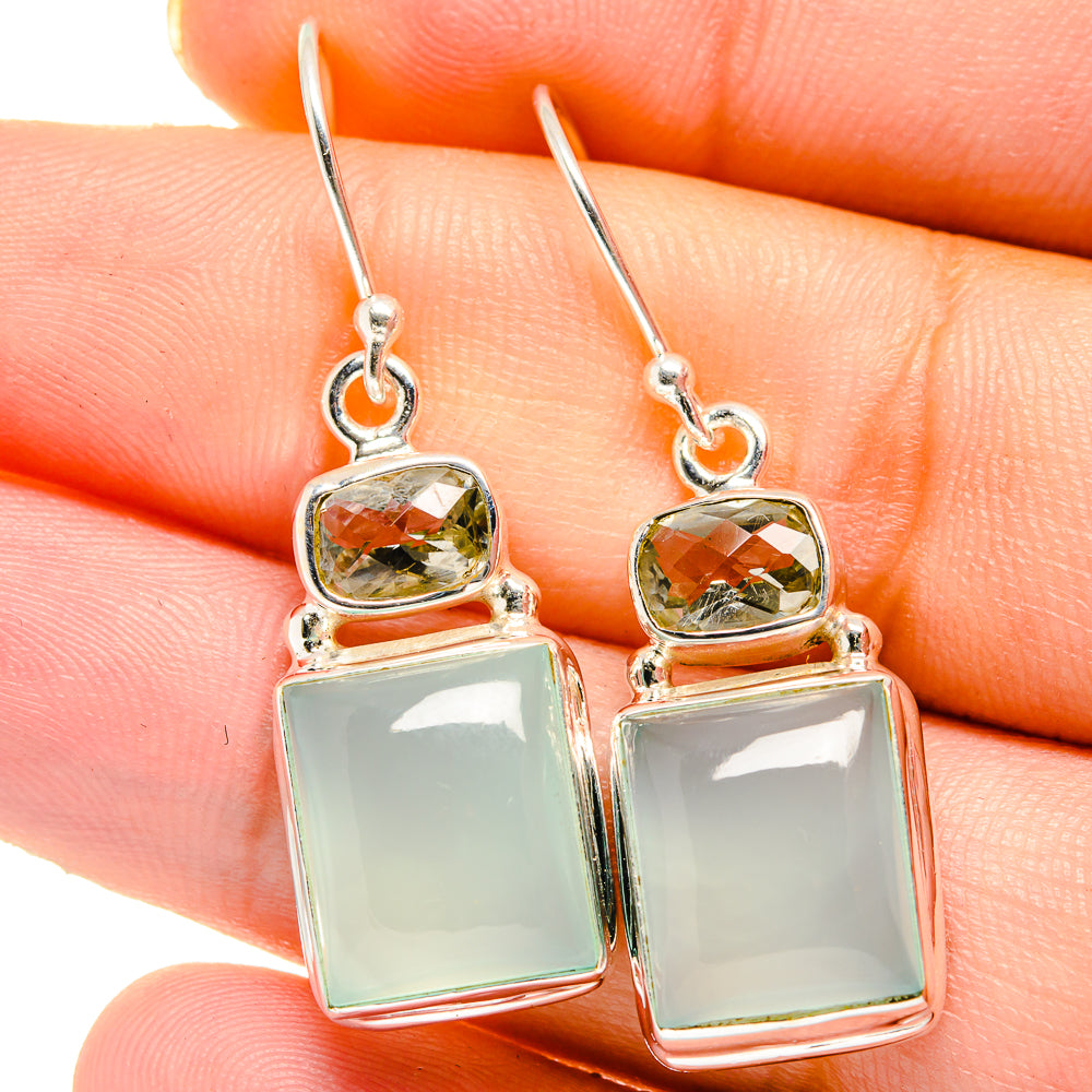 Aqua Chalcedony Earrings handcrafted by Anasilvercos - EARR421726