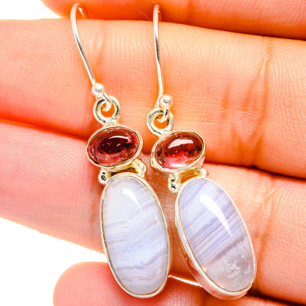 Blue Lace Agate Earrings handcrafted by Anasilvercos - EARR421732