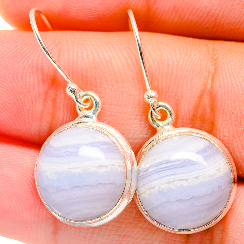 Blue Lace Agate Earrings handcrafted by Anasilvercos - EARR421740