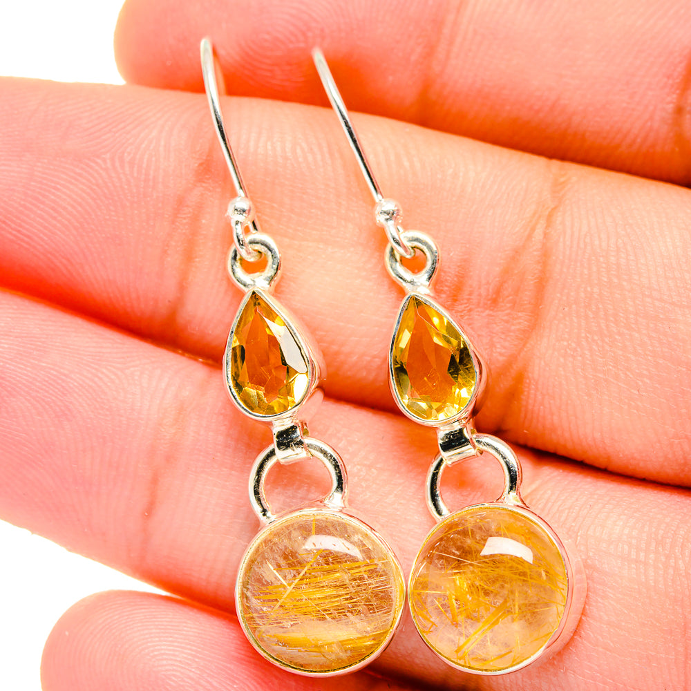 Rutilated Quartz Earrings handcrafted by Anasilvercos - EARR421750