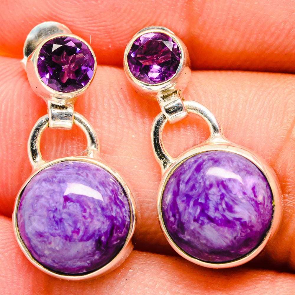 Charoite Earrings handcrafted by Anasilvercos - EARR421752