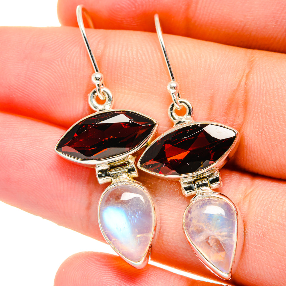 Rianbow Moonstone Earrings handcrafted by Anasilvercos - EARR421753