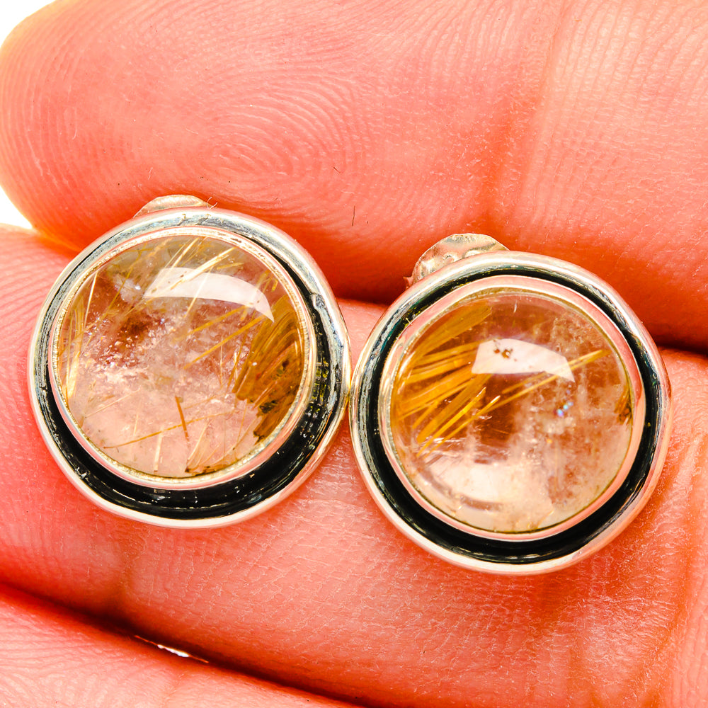 Rutilated Quartz Earrings handcrafted by Anasilvercos - EARR421764
