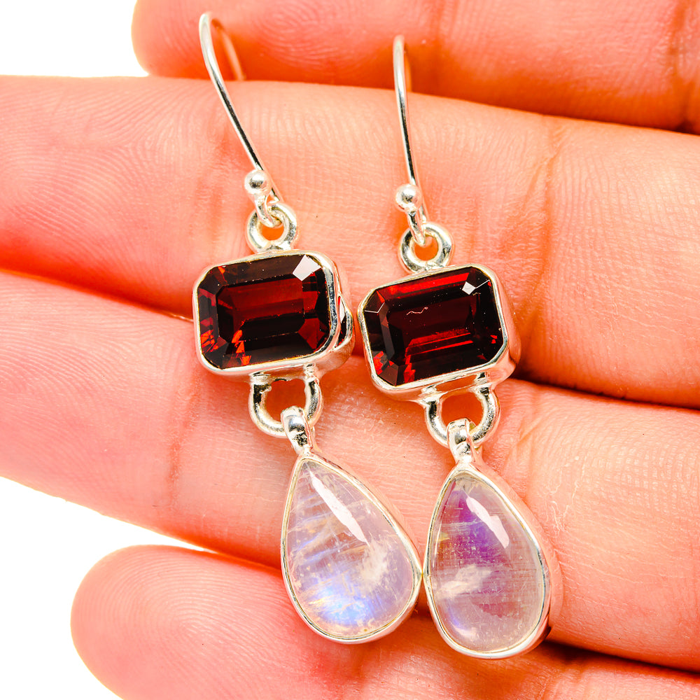 Rainbow Moonstone Earrings handcrafted by Anasilvercos - EARR421777