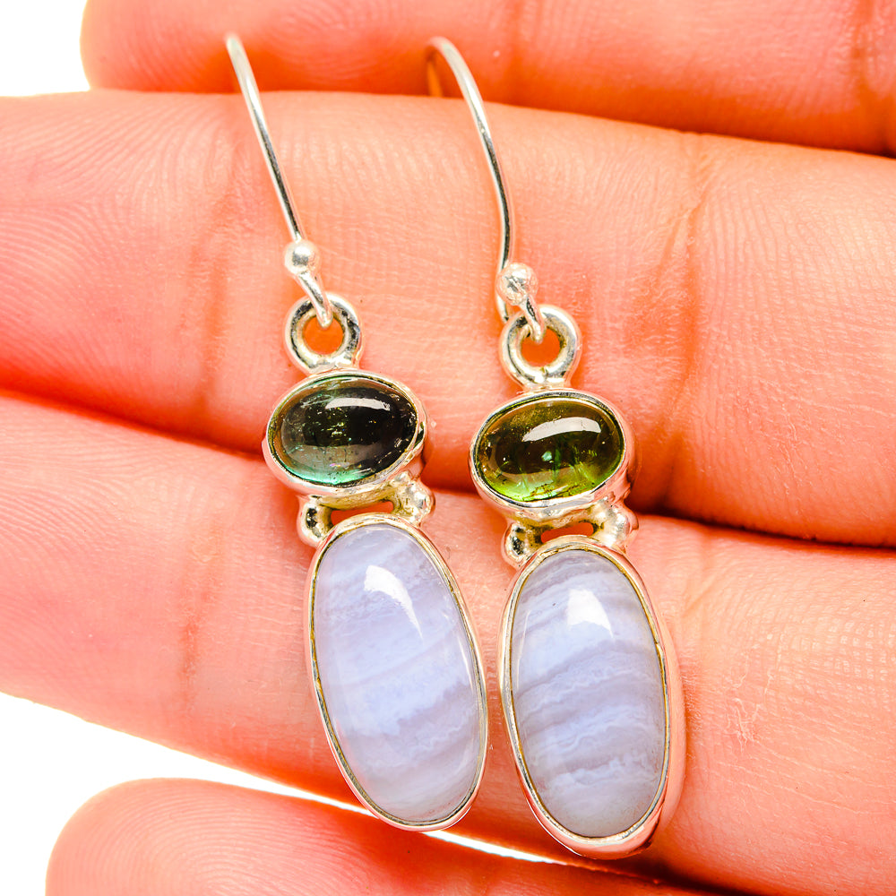 Blue Lace Agate Earrings handcrafted by Anasilvercos - EARR421779