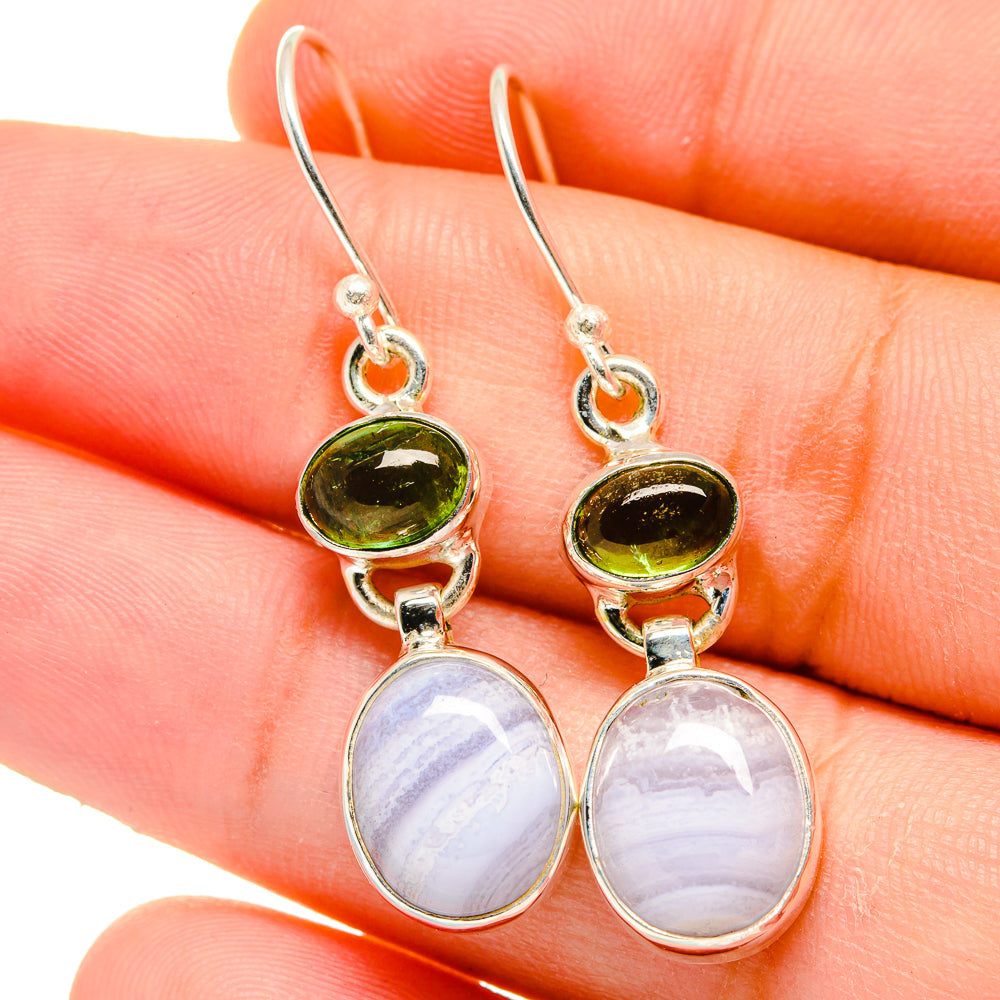 Blue Lace Agate Earrings handcrafted by Anasilvercos - EARR421782