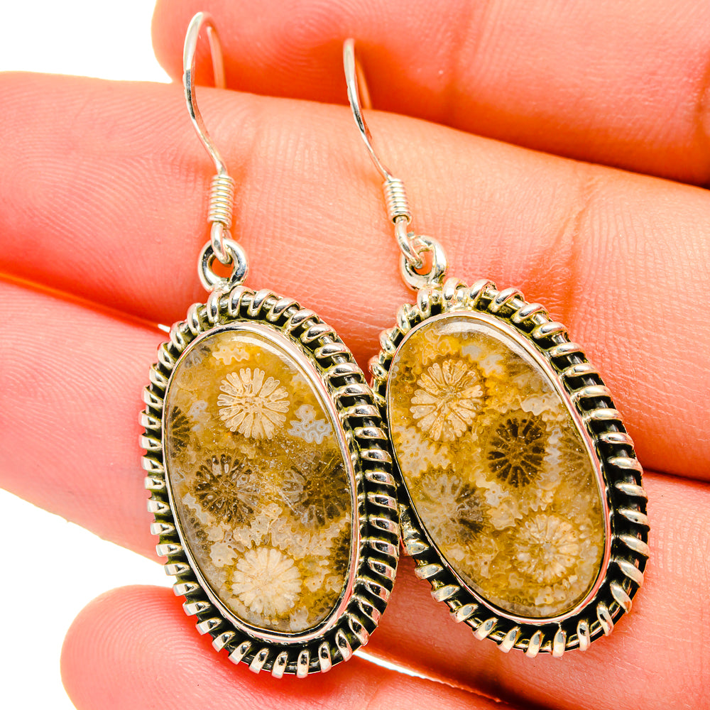 Fossil Coral Earrings handcrafted by Anasilvercos - EARR421785