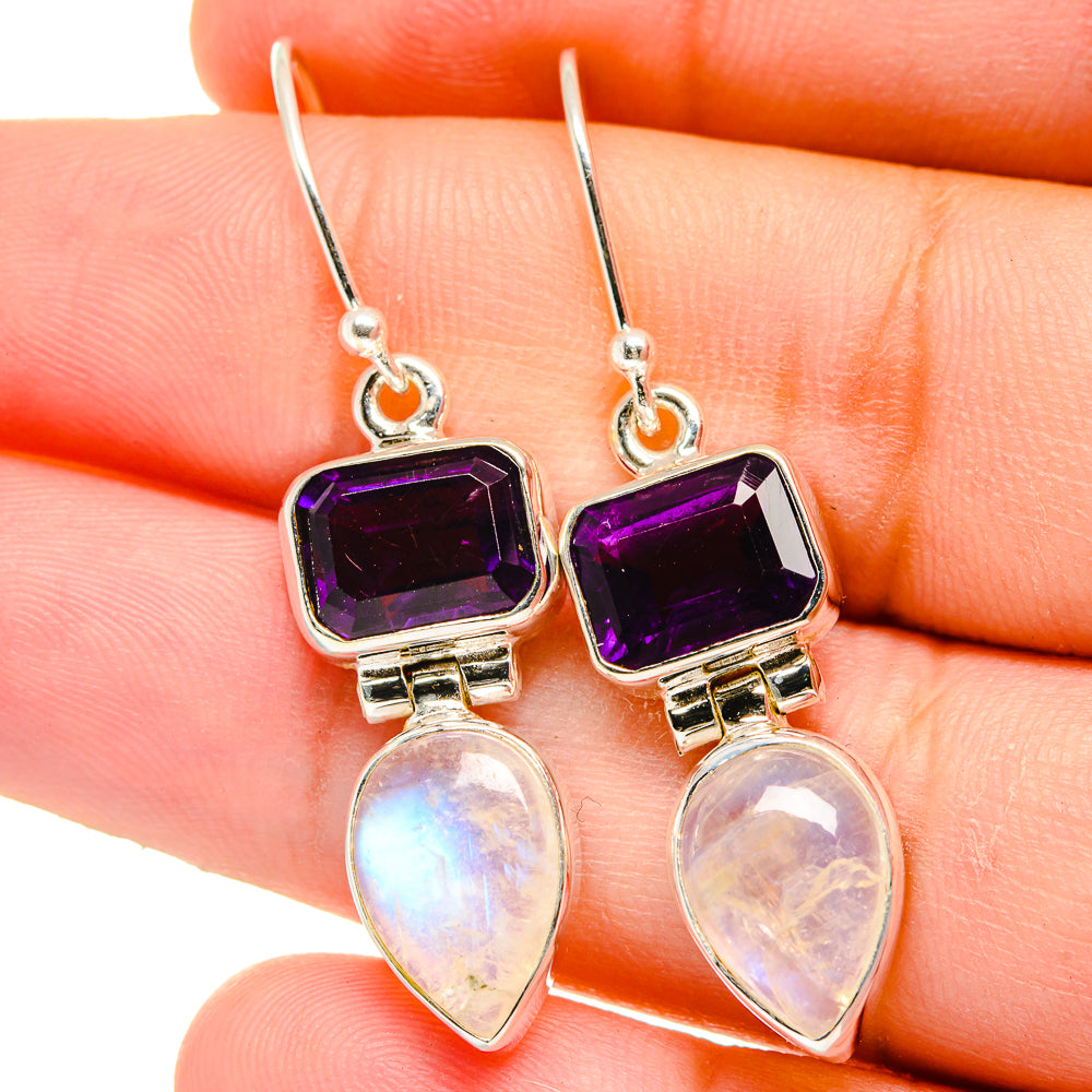 Rainbow Moonstone Earrings handcrafted by Anasilvercos - EARR421799