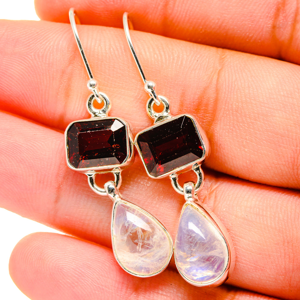 Rainbow Moonstone Earrings handcrafted by Anasilvercos - EARR421808