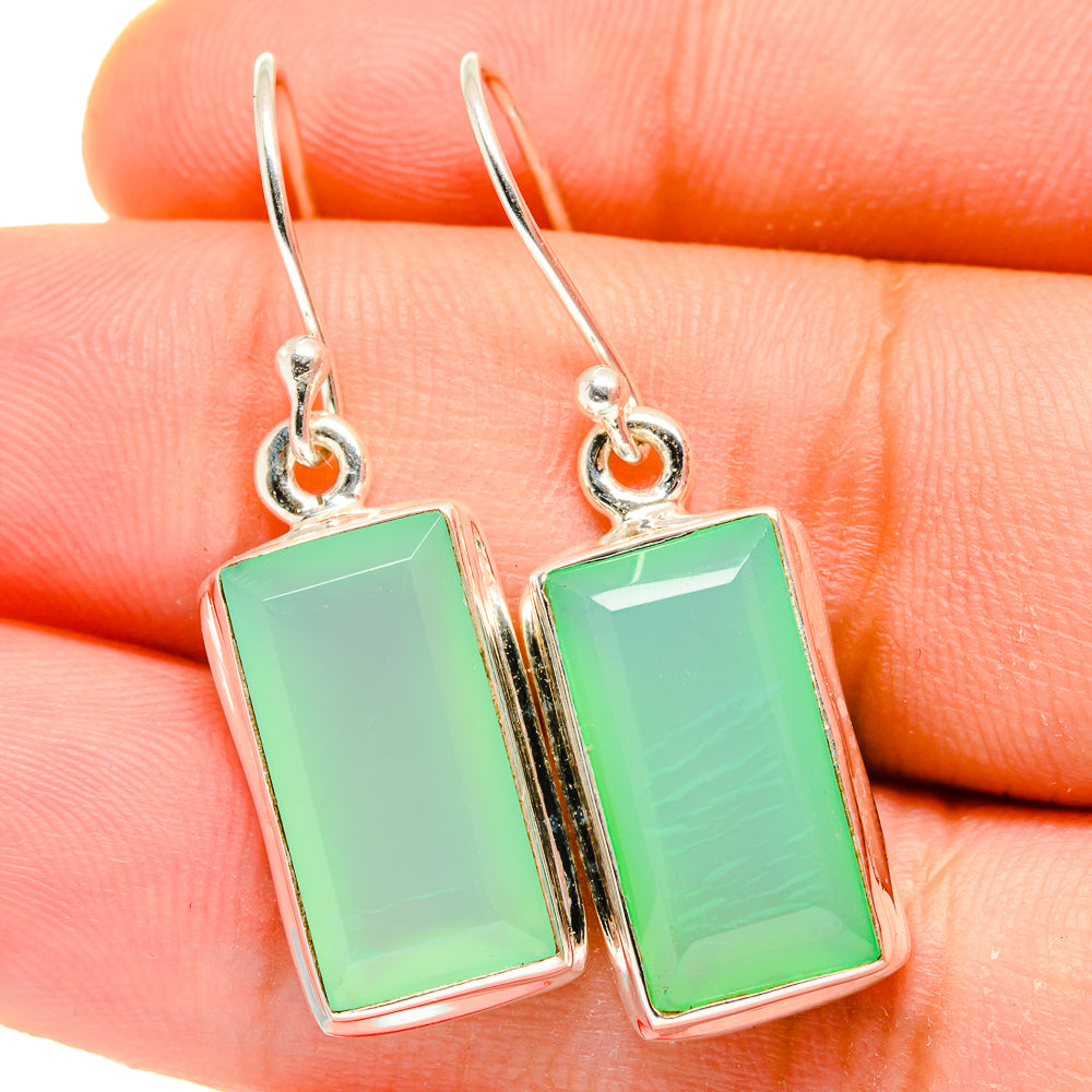 Aqua Chalcedony Earrings handcrafted by Anasilvercos - EARR421815