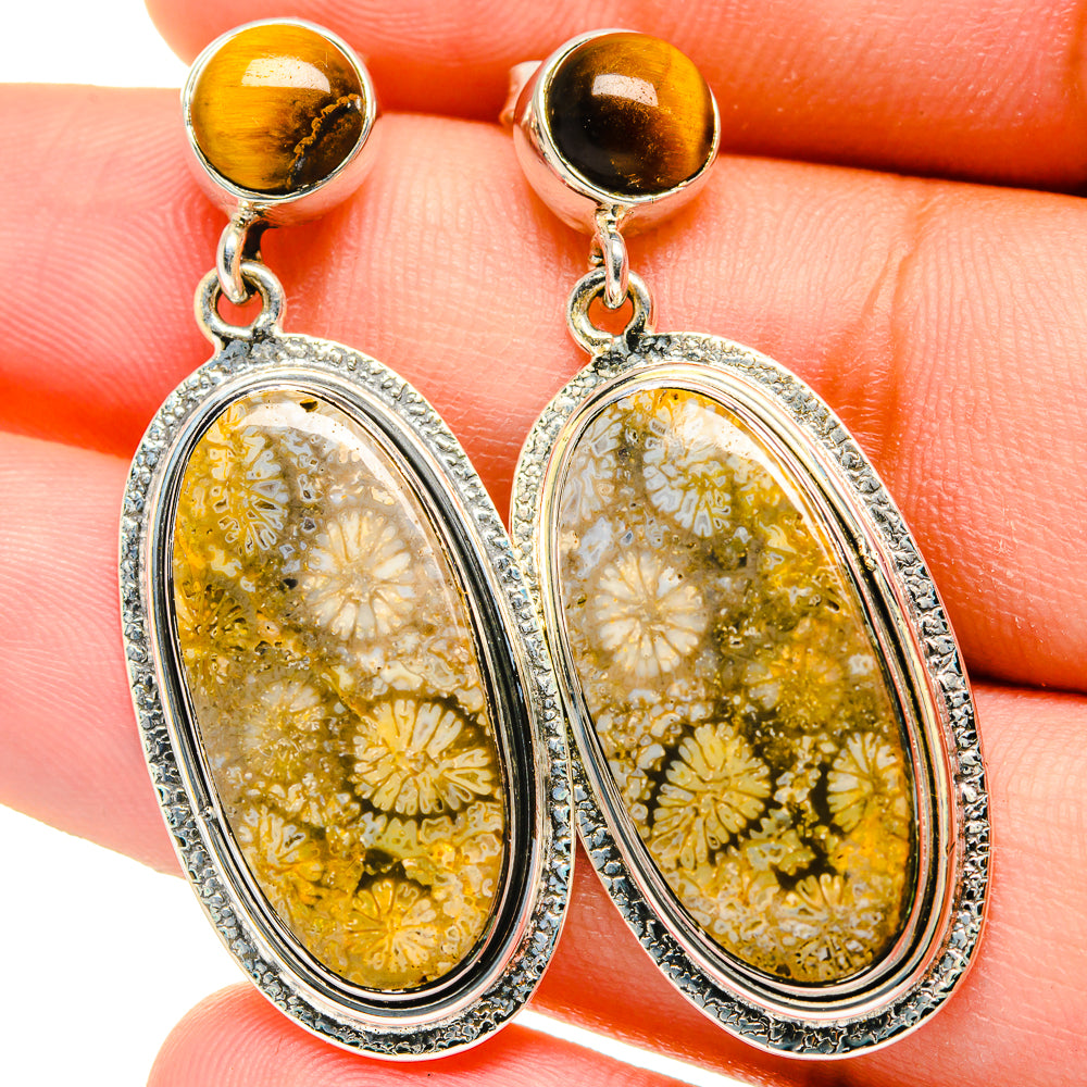 Fossil Coral Earrings handcrafted by Anasilvercos - EARR421823