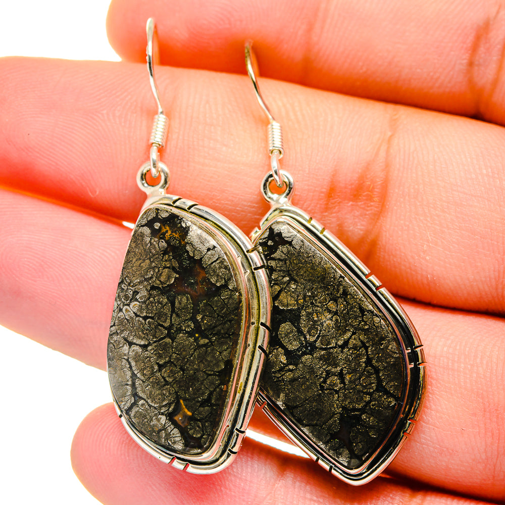 Pyrite Agate Earrings handcrafted by Anasilvercos - EARR421825