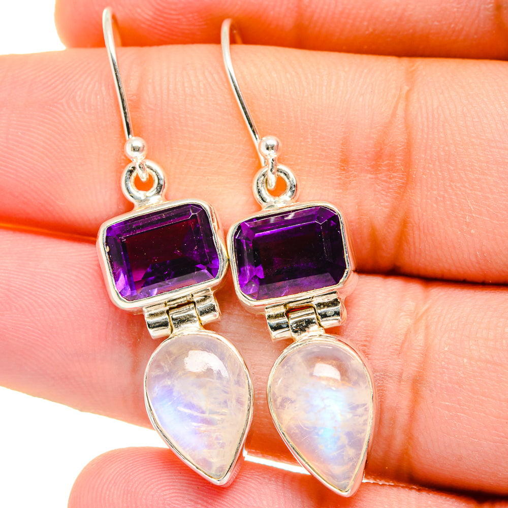 Rainbow Moonstone Earrings handcrafted by Anasilvercos - EARR421826