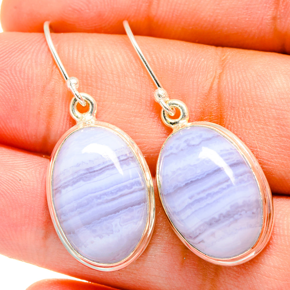Blue Lace Agate Earrings handcrafted by Anasilvercos - EARR421847