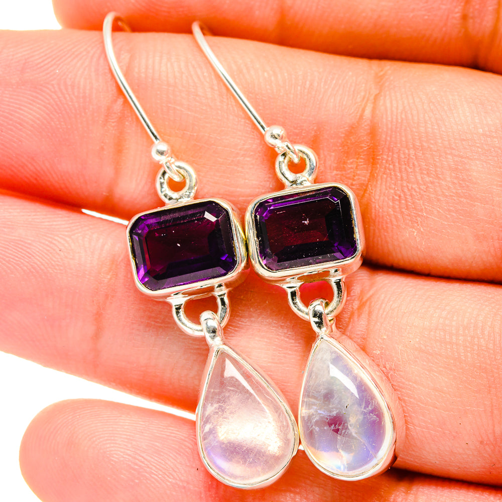 Rainbow Moonstone Earrings handcrafted by Anasilvercos - EARR421859