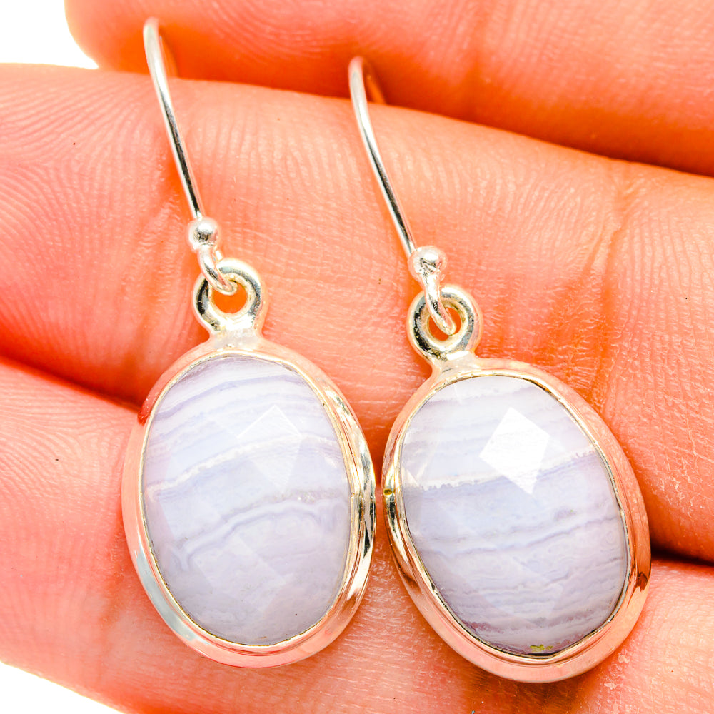 Blue Lace Agate Earrings handcrafted by Anasilvercos - EARR421868