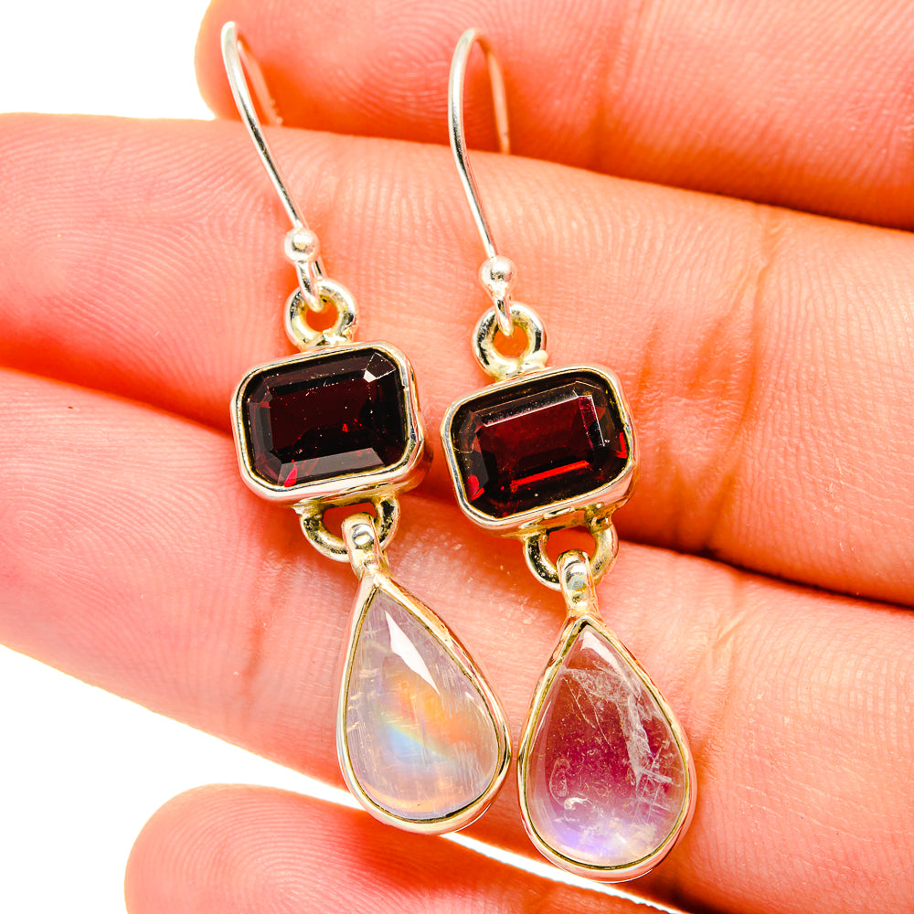 Rainbow Moosntone Earrings handcrafted by Anasilvercos - EARR421874