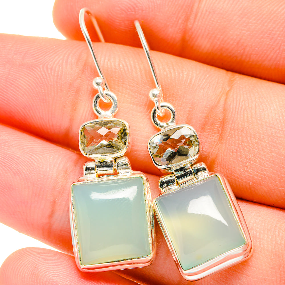 Aqua Chalcedony Earrings handcrafted by Anasilvercos - EARR421895