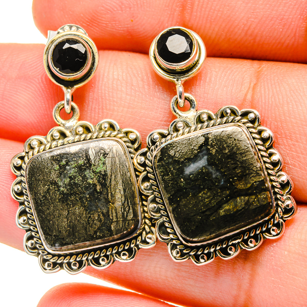 Pyrite Agate Earrings handcrafted by Anasilvercos - EARR421900